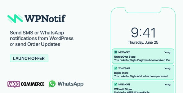 WPNotif plugin 2.6.3.7 Nulled SMS & WhatsApp Message Notifications